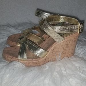 Gold Mia wedge sandals